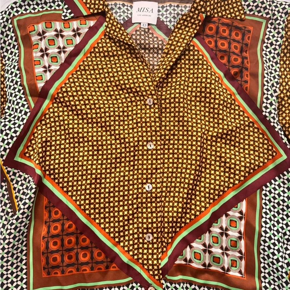 Misa Los Angeles Geometric Patterned Button-Up Shirt - Picture 2 of 3